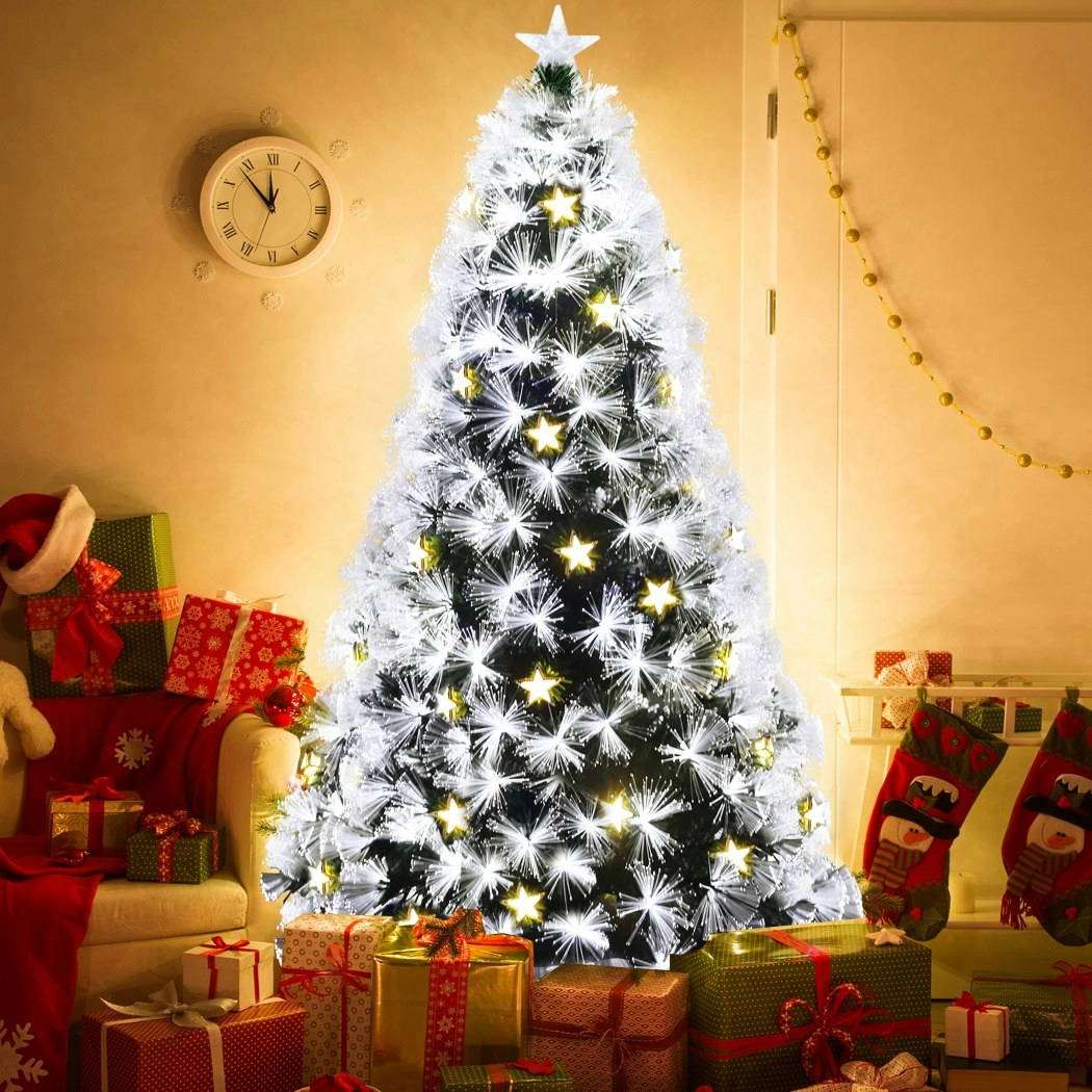 Santaco Christmas Tree 2.1M 7Ft Xmas Decorations Fibre Optic Multicolour Lights