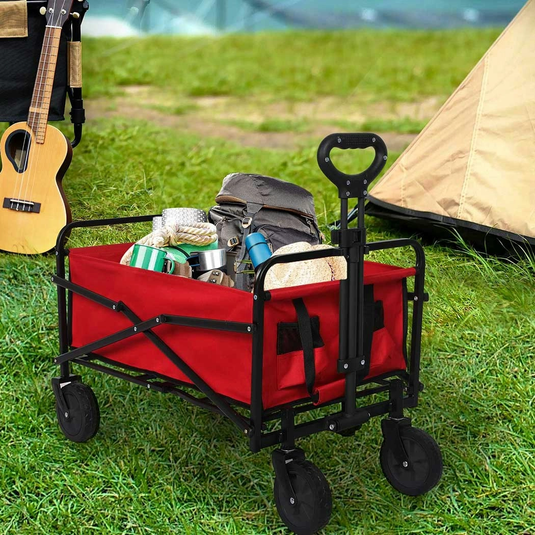 Lambu Garden Trolley Cart Foldable Picnic Wagon Outdoor Camping Trailer Red