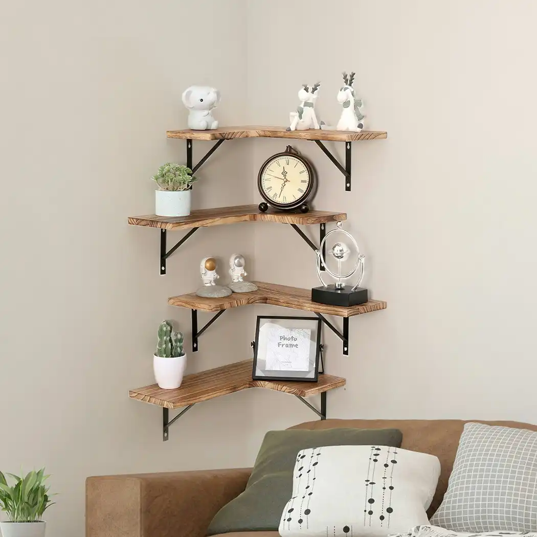 Levede Floating Shelf DIY Corner Hanging Shelves Wall Mounted Storage Wood 4PC