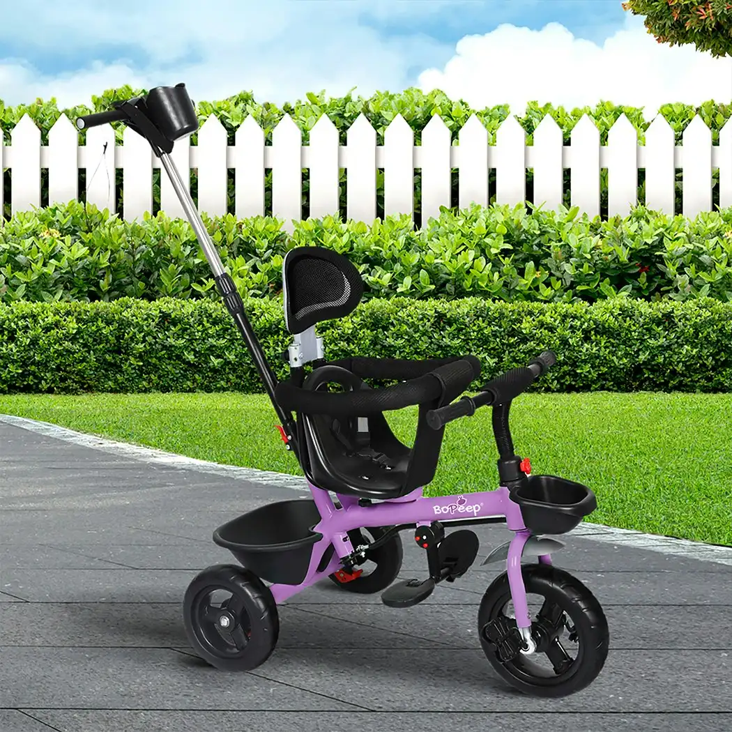 BoPeep Kids Tricycle Trike Ride On Toy Toddler Balance Bike Pram Stroller Purple