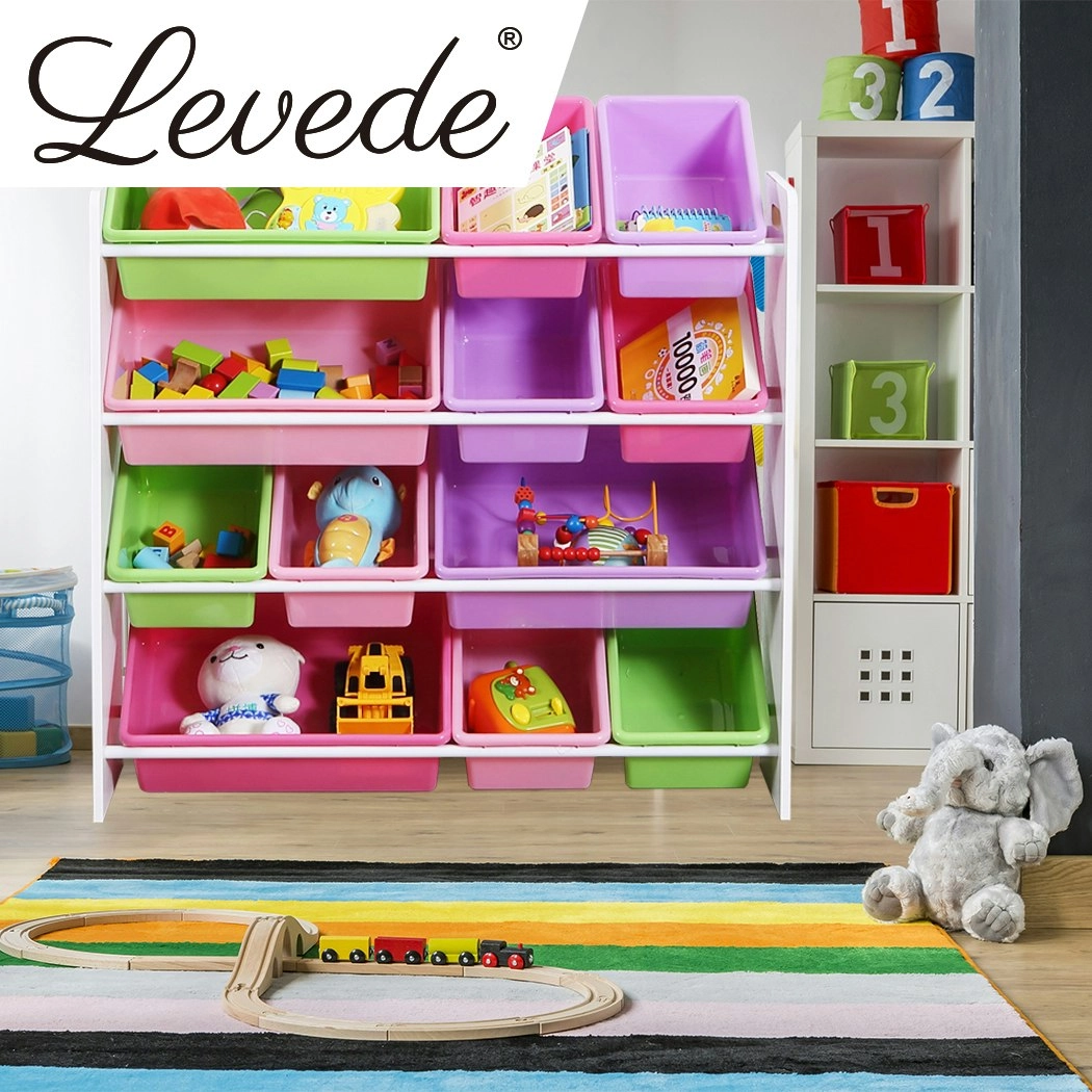 Levede 12Bins Kids Toy Box Bookshelf Organiser Display Shelf Storage Rack Drawer