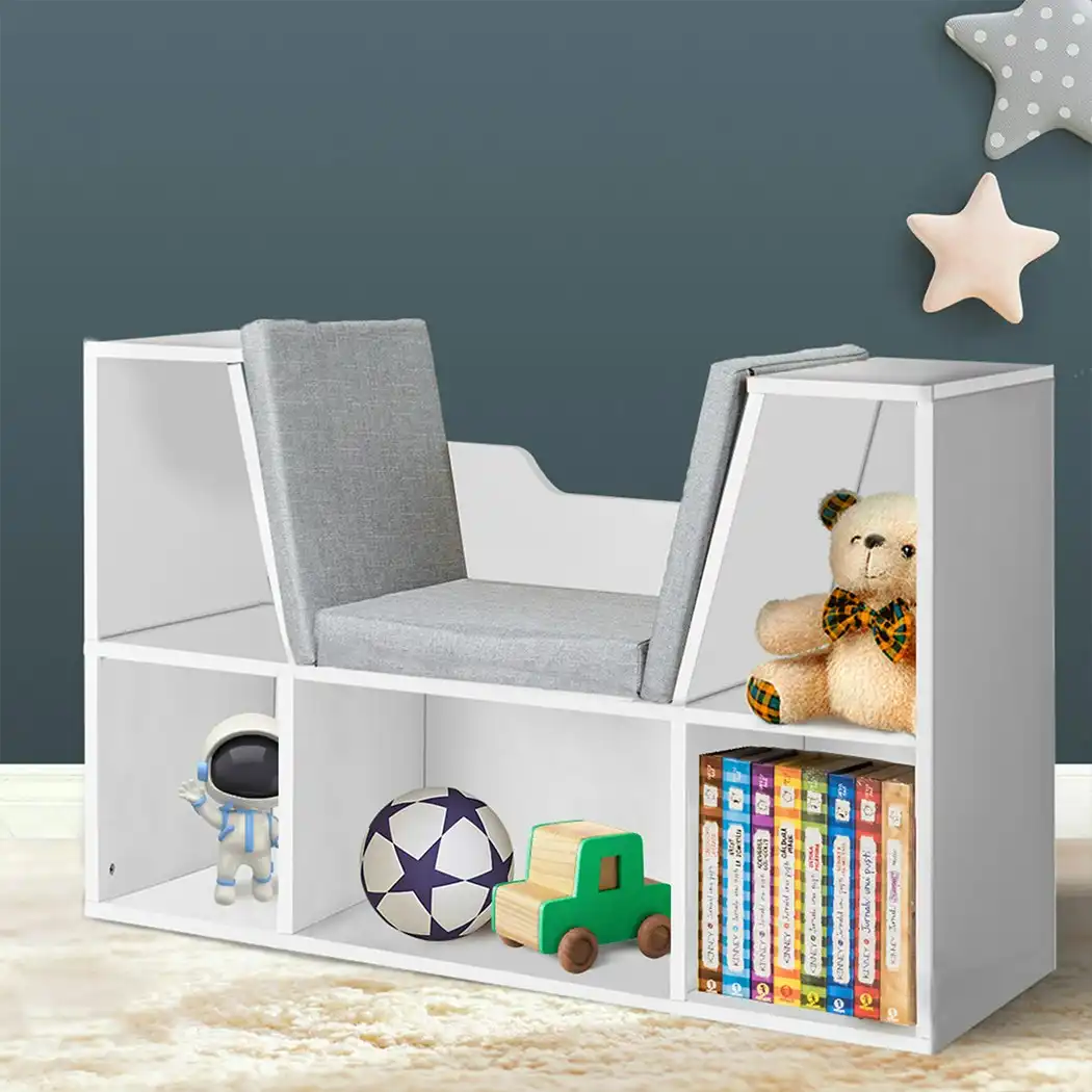 Levede Kids Bookcase Toys Box Shelf Storage Cabinet Container Children Organiser (TB1019-WH)