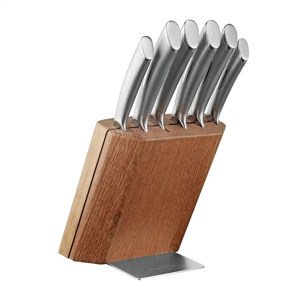 New Scanpan Classic Steel 7pc Oak 7 Piece Knife Block Set 18381