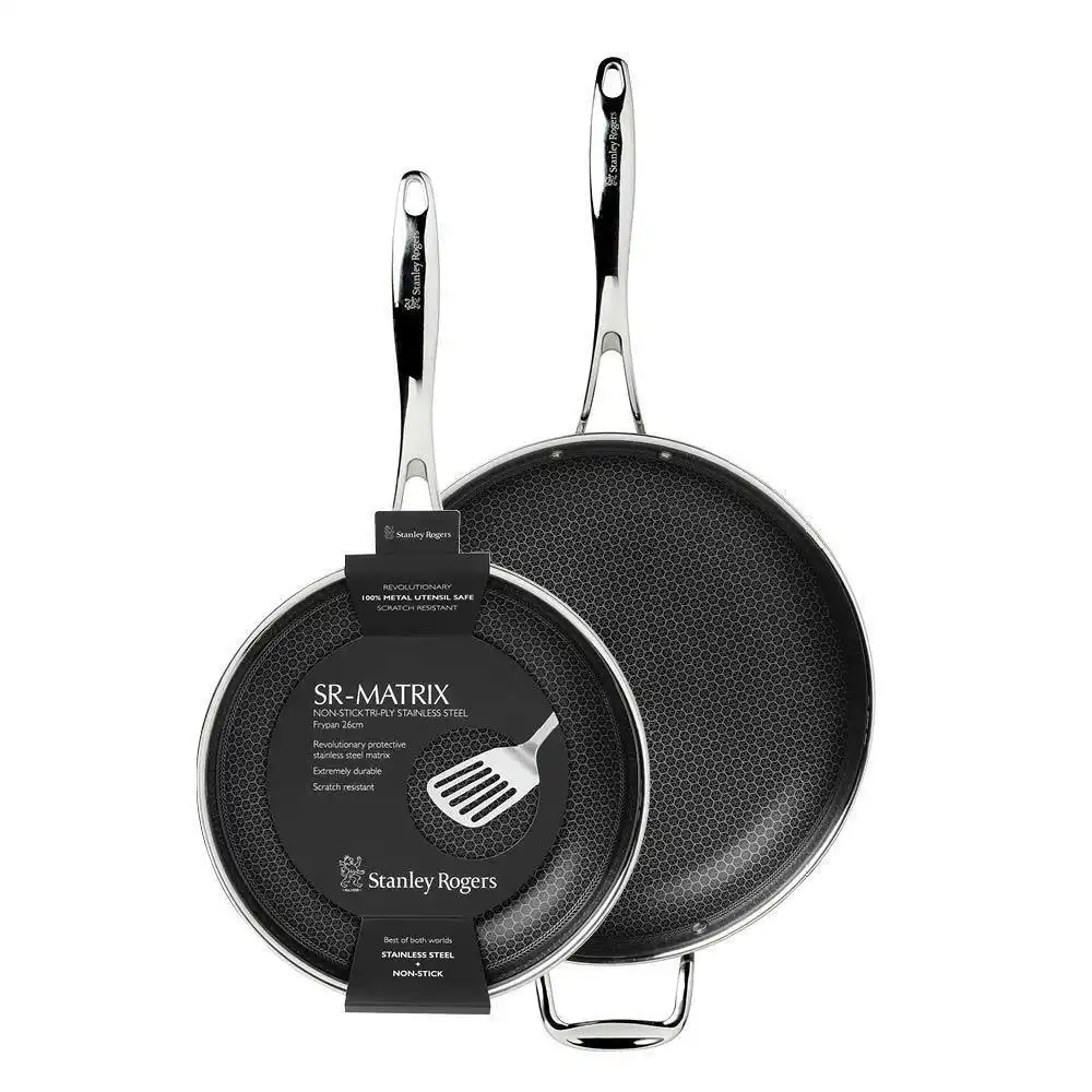 New Stanley Rogers 2pc Matrix 26cm + 32cm Frypan Non-Stick Suits Induction