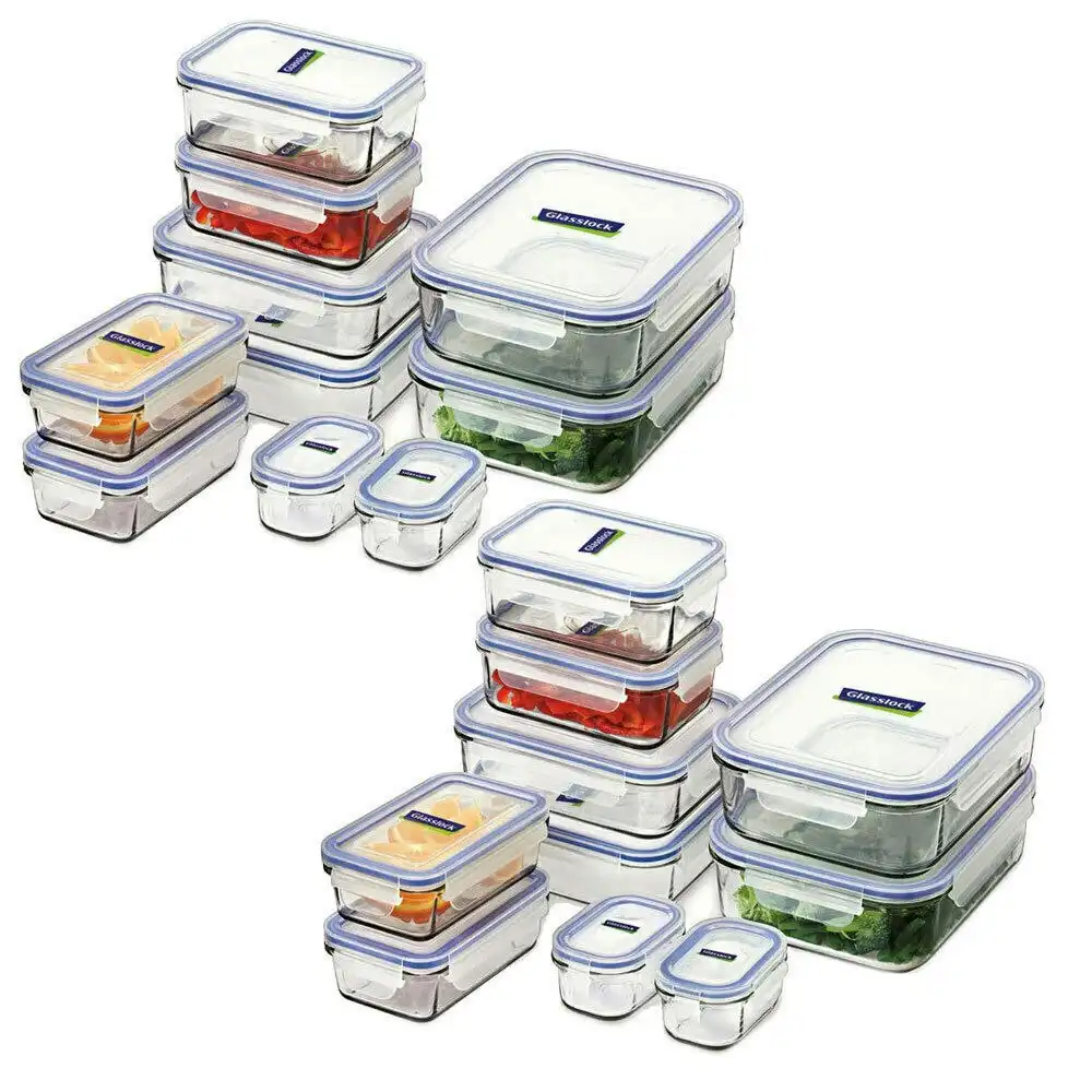 Glasslock Tempered Glass Microwave Safe Container Set 20pc W/ Lid