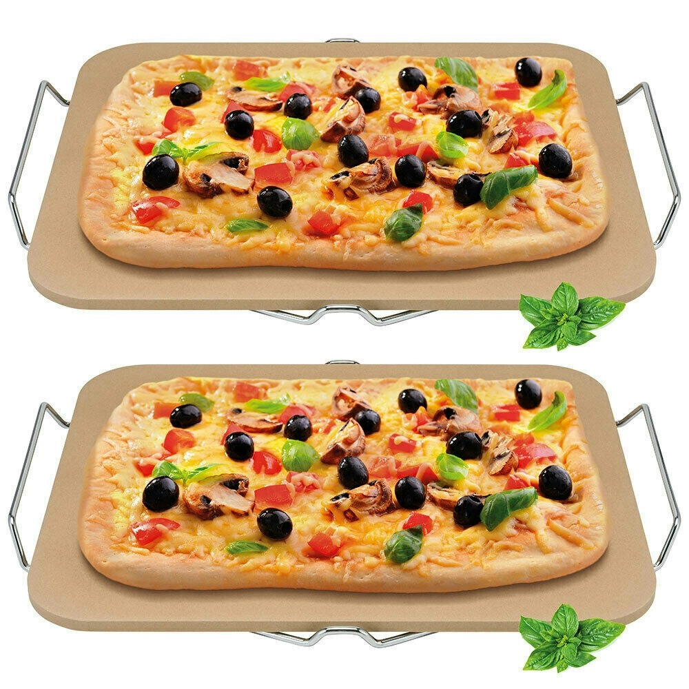 Avanti 2 Pack  Rectangular 38cm Pizza Stone W / Rack