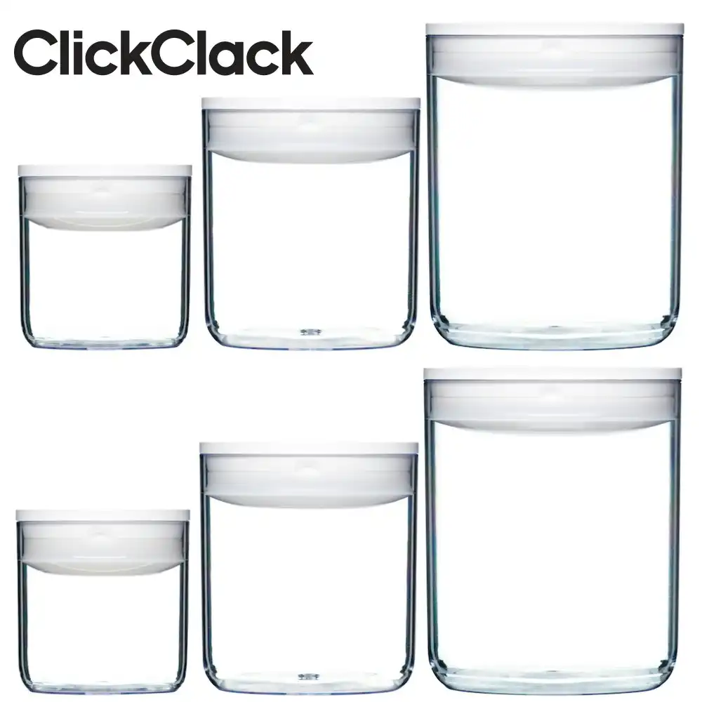 New Clickclack 6 Piece Pantry Small Round Set Container Set Air Tight 6pc