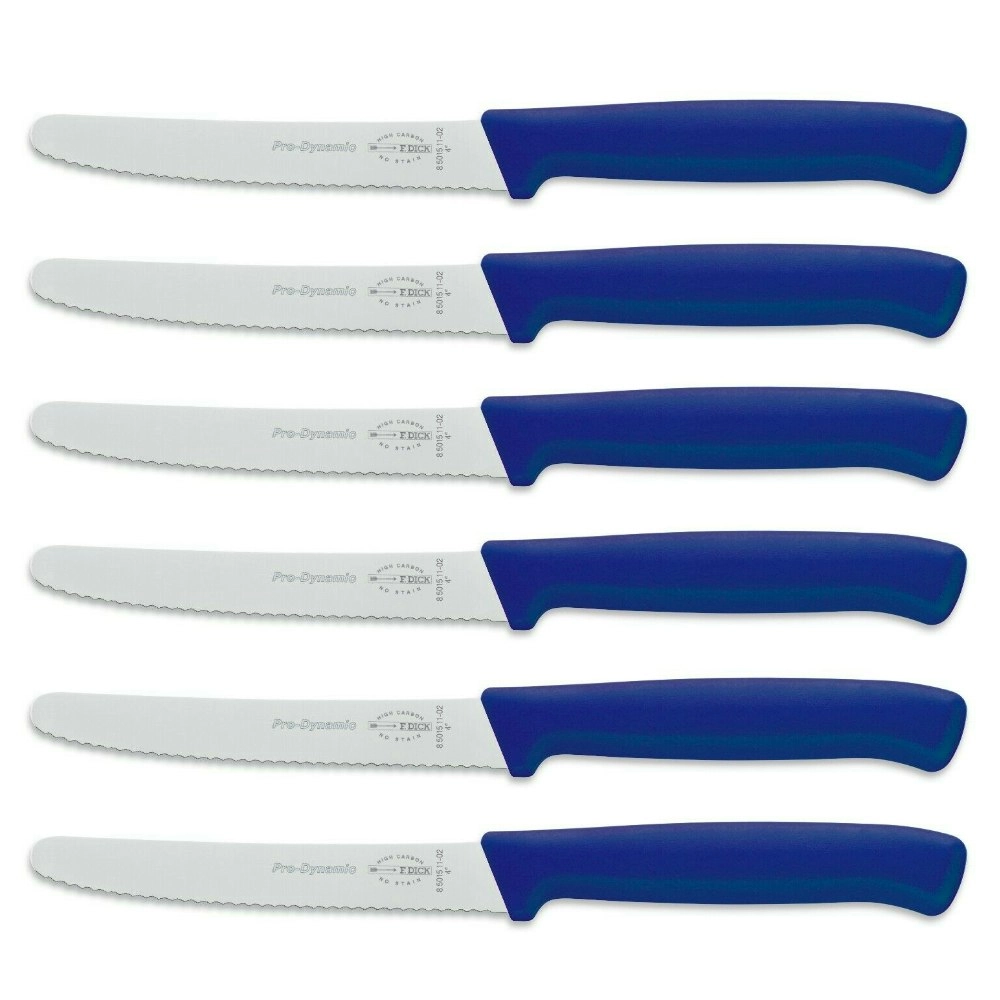 F DICK Fdick Micro Serrated Utility Steak Knives Knife Tomato Blue X 6