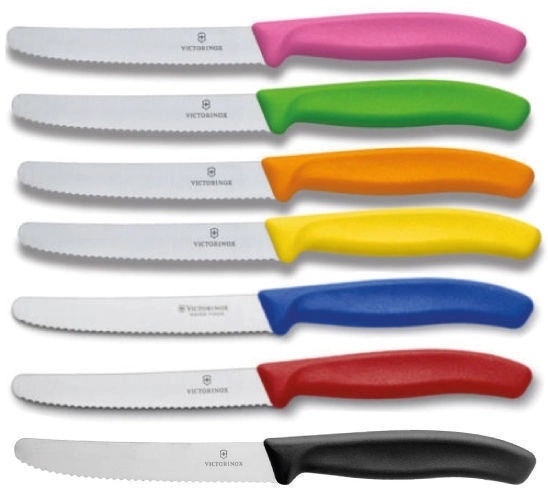 Victorinox Serrated Pistol Grip Steak Tomato Sausage Knife Colourful