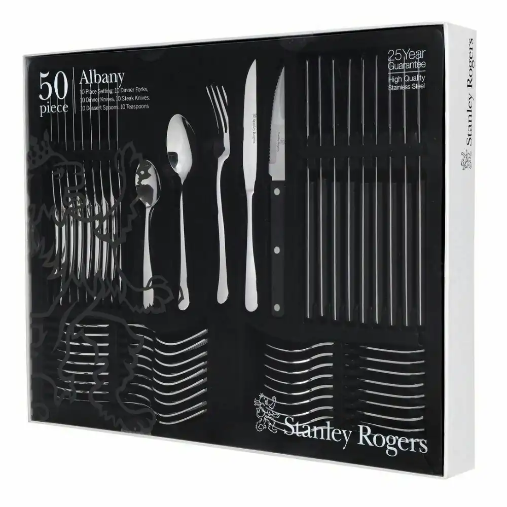 Stanley Rogers 50 Piece Albany Cutlery Set With Steak Knives 50pc