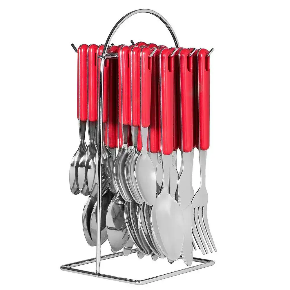 Avanti 24 Piece Stainless Steel Hanging 24Pc Cutlery Set Red