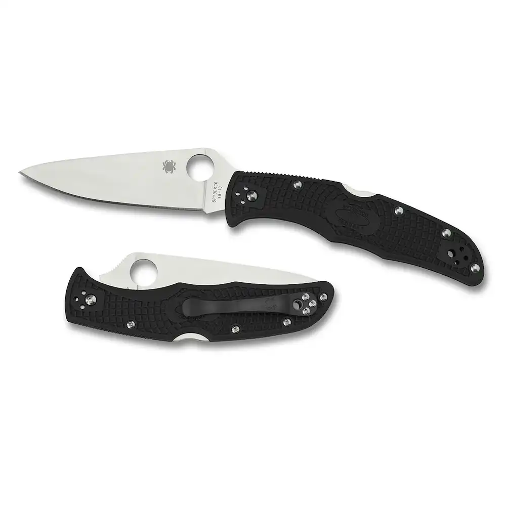 Spyderco Endura 4 Lightweight Black Flat Ground Plain Blade Folding Knife | YSC10FPBK