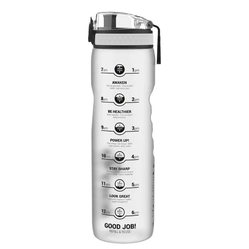 Ion8 Quench Motivator 1L Water Bottle - Frosted White