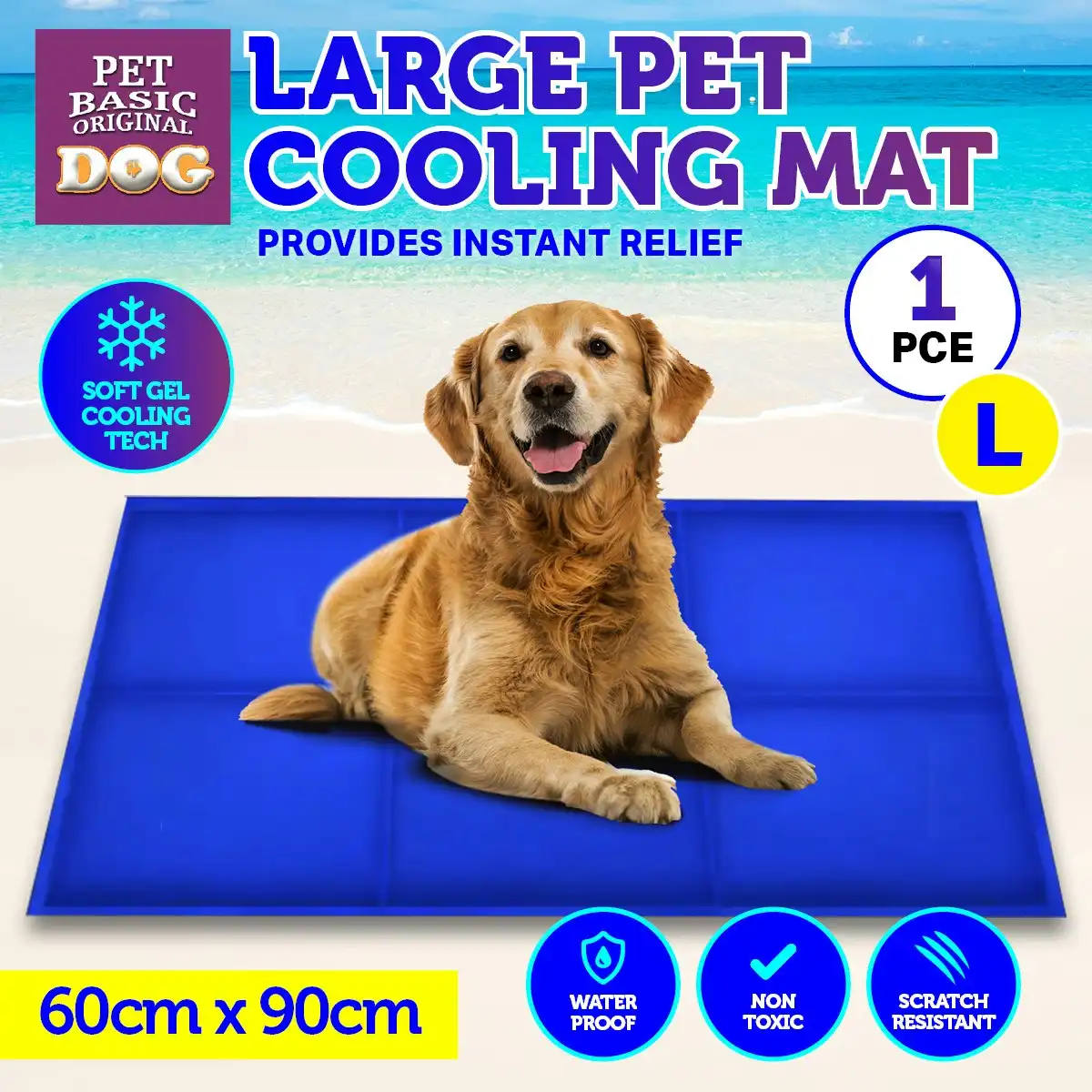 Pet Basic Dog Cooling Mat Instant Relief Non Toxic Large 60cm x 90cm