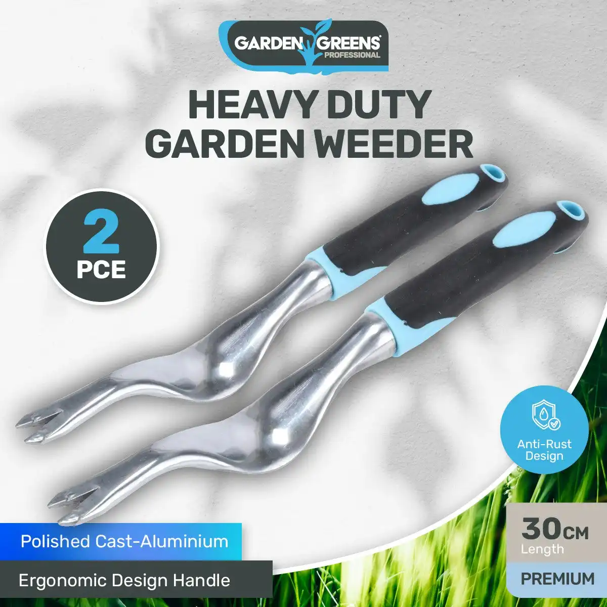 Garden Greens 2PK Garden Weeding Hand Tool Anti Rust Premium Quality 30cm