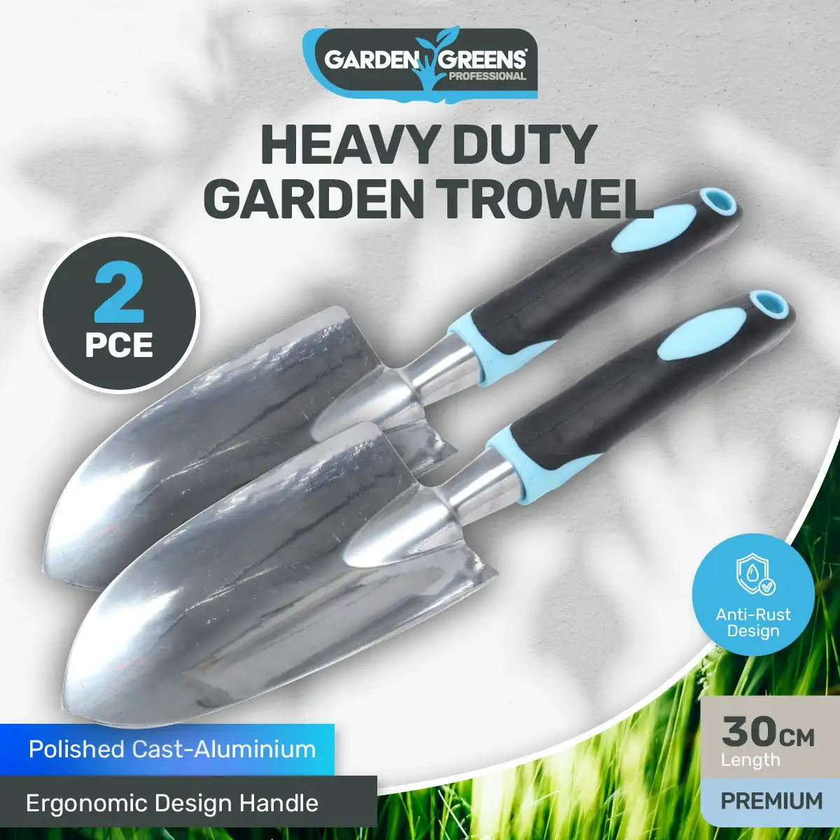 Garden Greens 2PK Garden Trowel Hand Tools Anti Rust Premium Quality 30cm