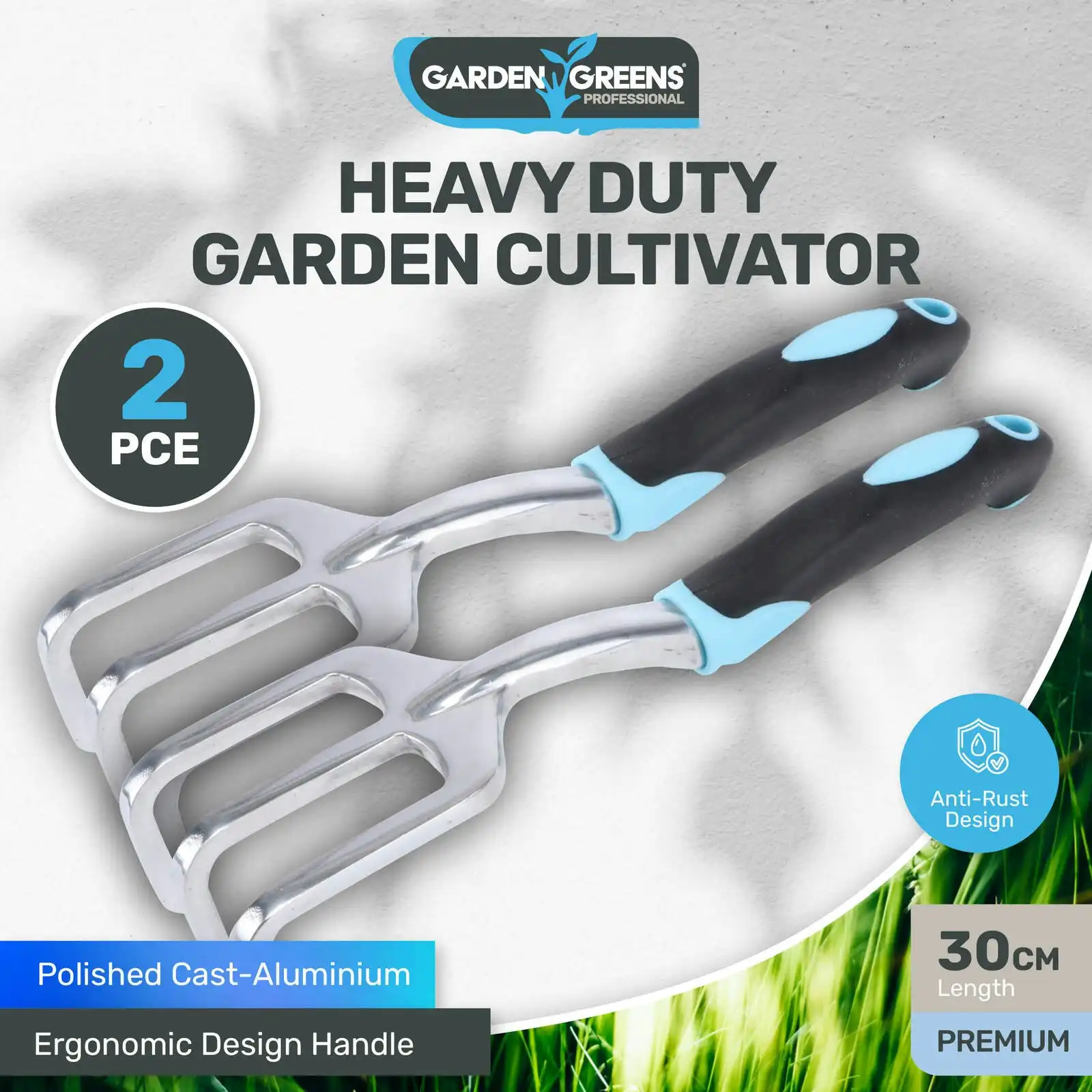 Garden Greens 2PK Garden Cultivator Hand Tools Anti Rust Premium Quality 30cm