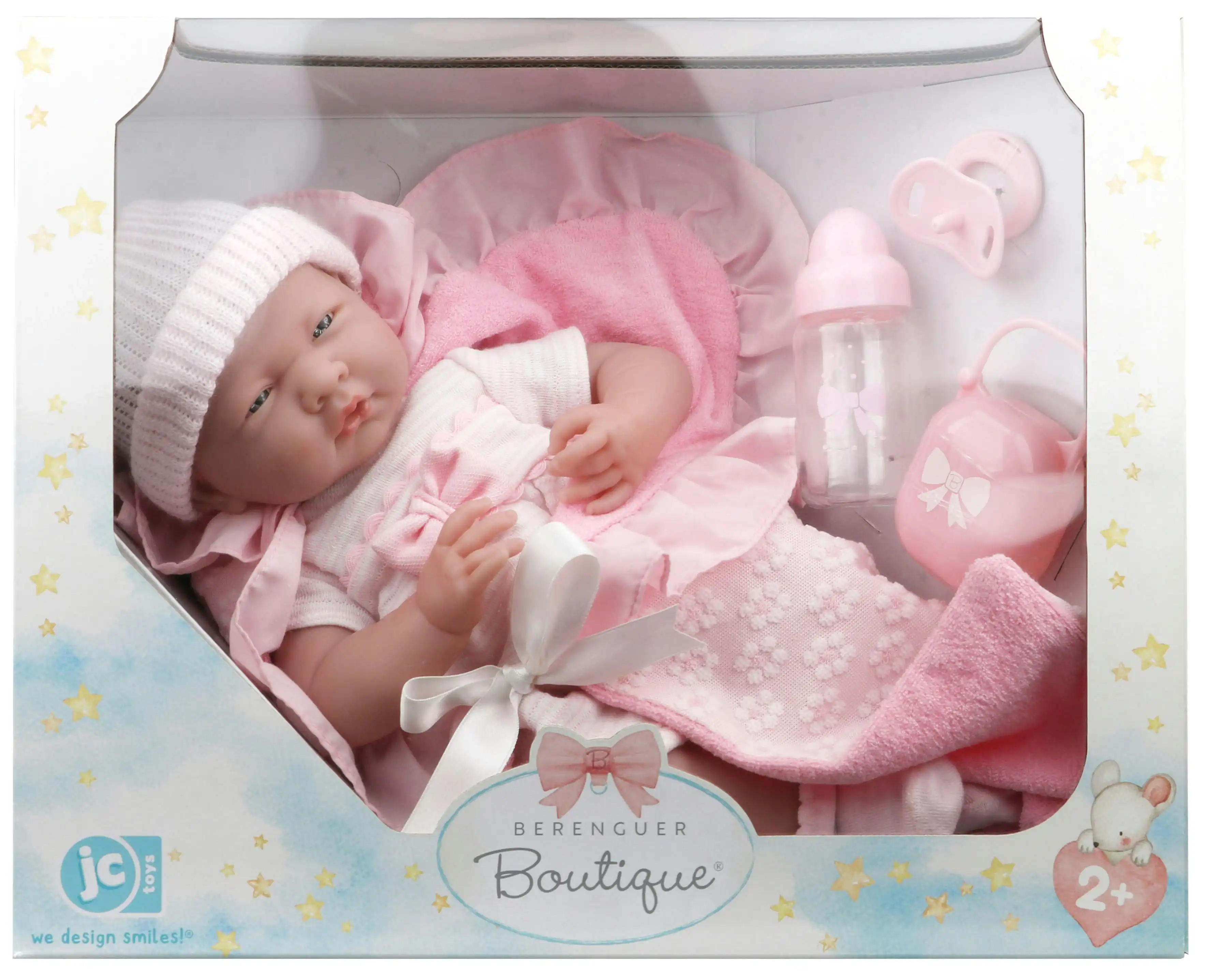 39cm La Newborn Soft Body Boutique Baby Doll Pink Set with Accessories