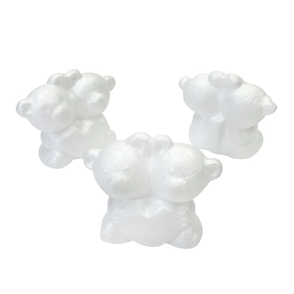 Makr Polyfoam Double Bear with Heart, 7.5cm x 8.6cm- 10pk