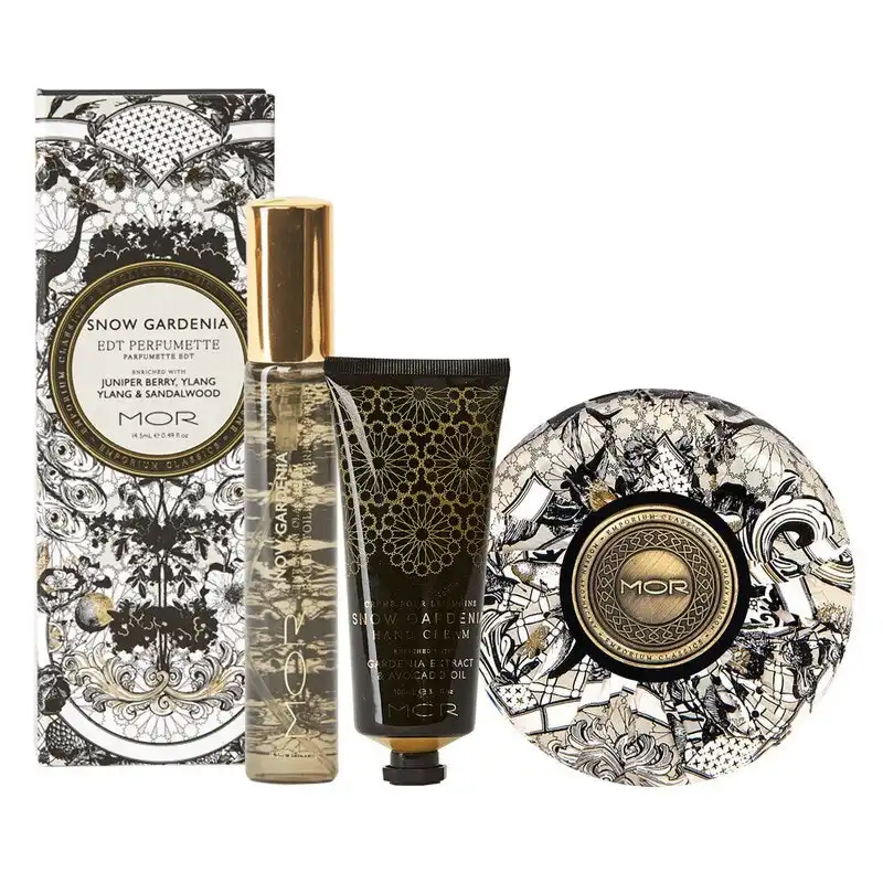 MOR Snow Gardenia Hand Cream, Soap and Perfumette Set