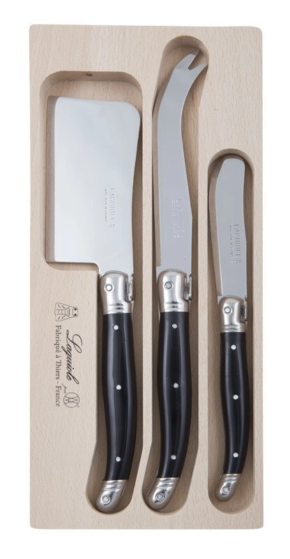 AndrÃƒÂ© Verdier Laguiole Debutant Black 3 Piece Cheese Knife Set -Black