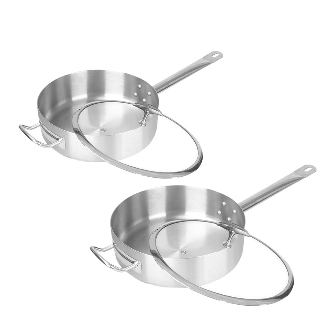 Soga 32cm Stainless Steel Saucepan Sauce pan with Glass Lid and Helper Handle Triple Ply Base Cookware