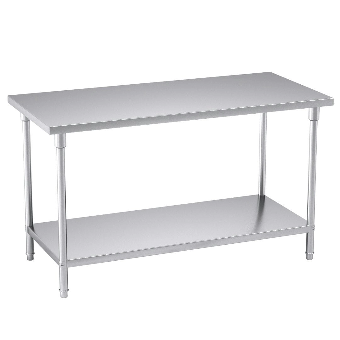 Soga 2-Tier Commercial Catering Kitchen Stainless Steel Prep Work Bench Table 150*70*85cm