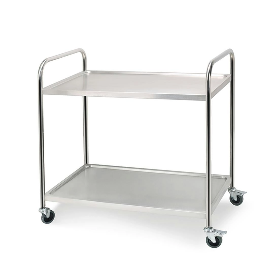 Soga 2 Tier Stainless Steel Kitchen Dining Food Cart Trolley Utility Round 81x46x85cm Small