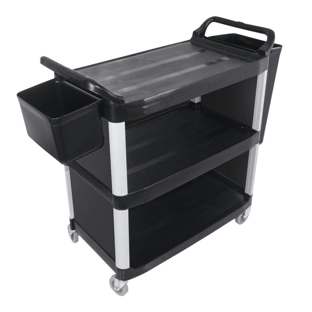 Soga 3 Tier Covered Food Trolley Food Waste Cart Storage Mechanic Kitchen with Bins