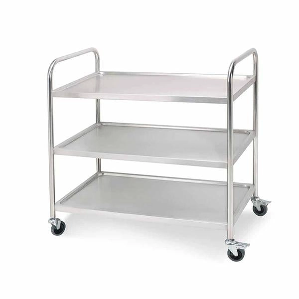 Soga 3 Tier Stainless Steel Kitchen Dinning Food Cart Trolley Utility Round 86x54x94cm Large