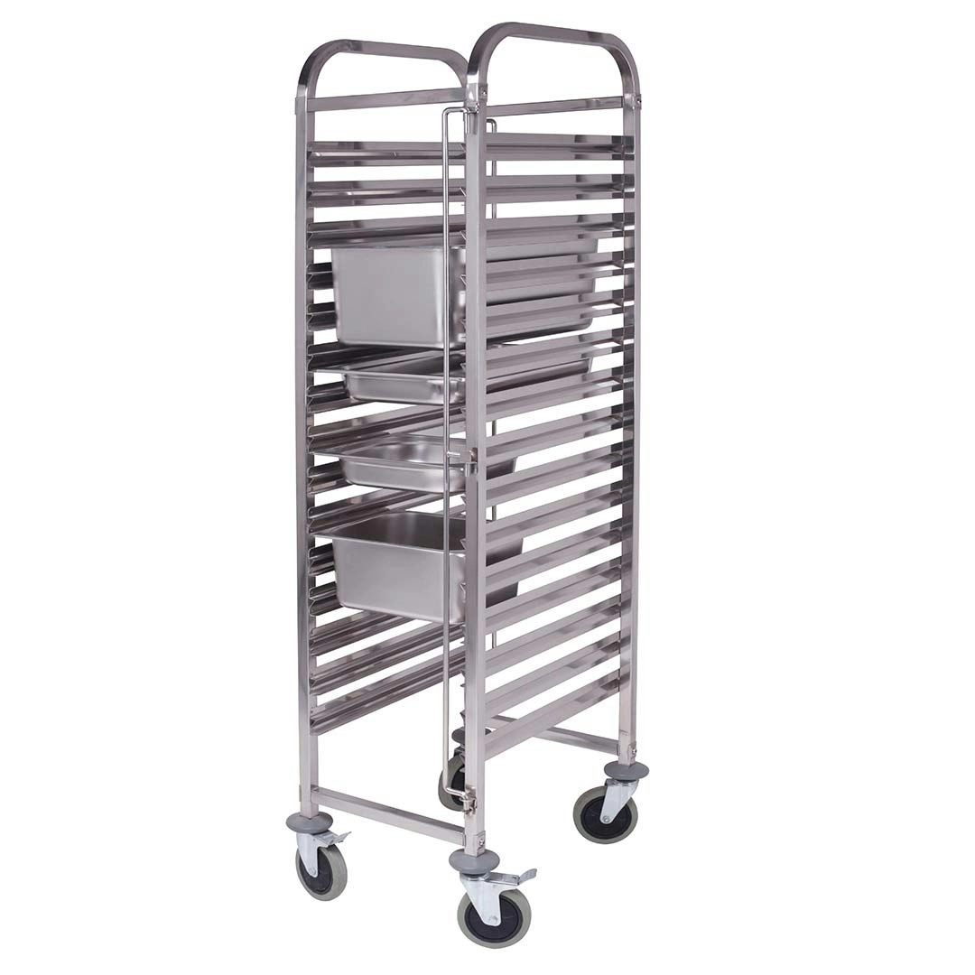 Soga Gastronorm Trolley 15 Tier Stainless Steel Bakery Trolley Suits GN 1/1 Pans