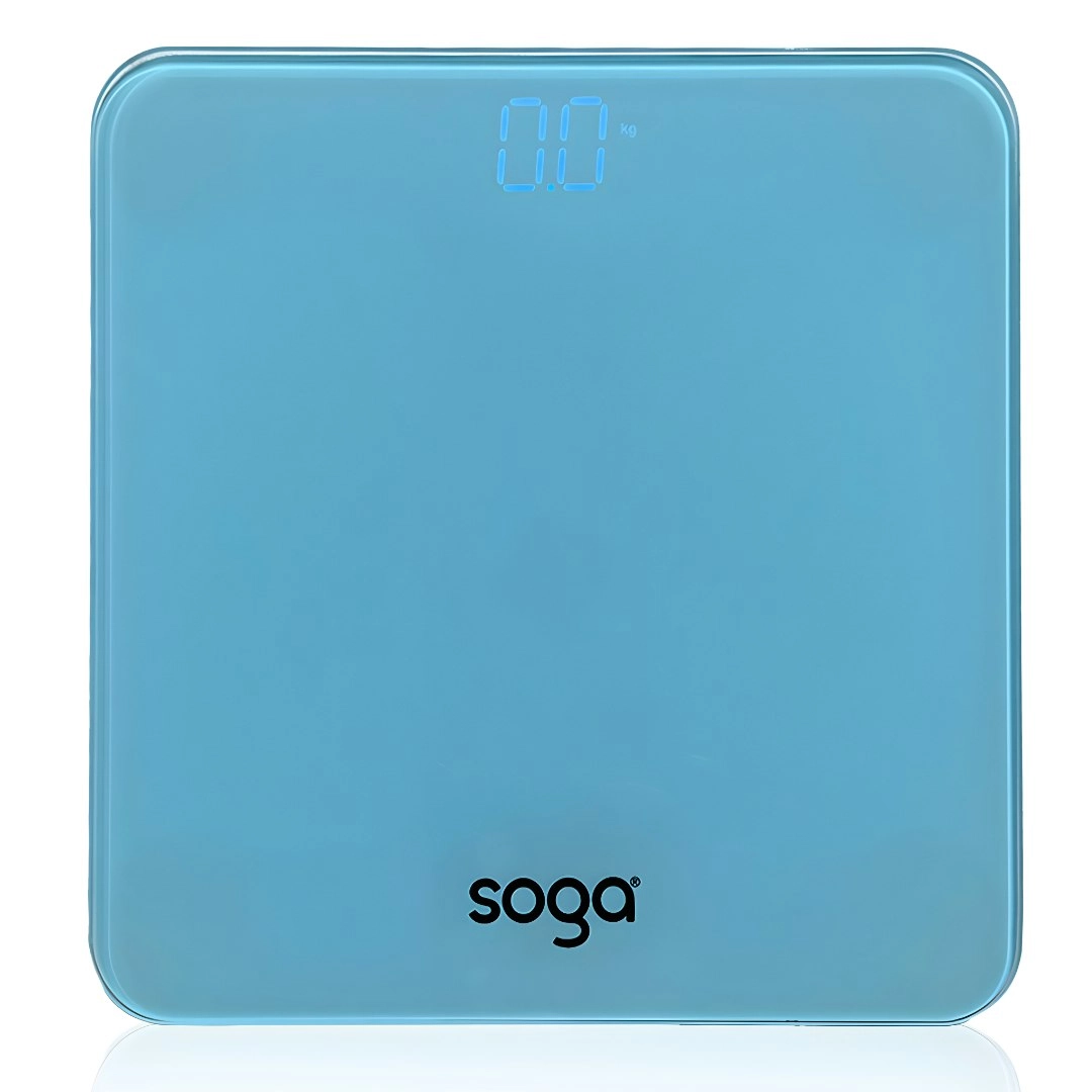 Soga 180kg Digital Fitness Weight Bathroom Gym Body Glass LCD Electronic Scales Blue