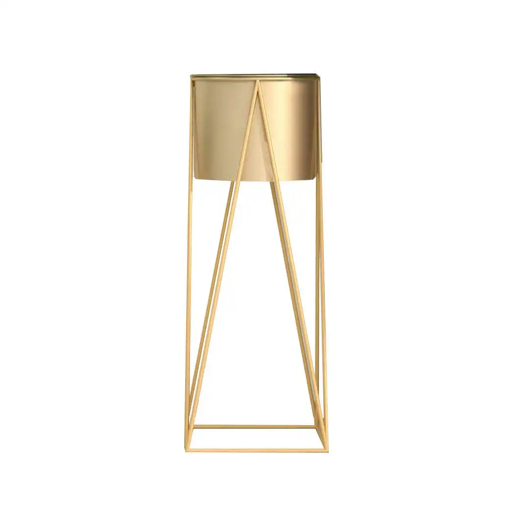 Soga 70cm Gold Metal Plant Stand with Gold Flower Pot Holder Corner Shelving Rack Indoor Display