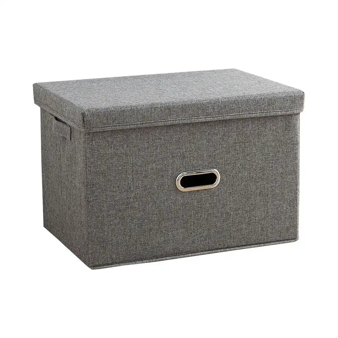 Soga Grey Medium Foldable Canvas Storage Box Cube Clothes Basket Organiser Home Decorative Box