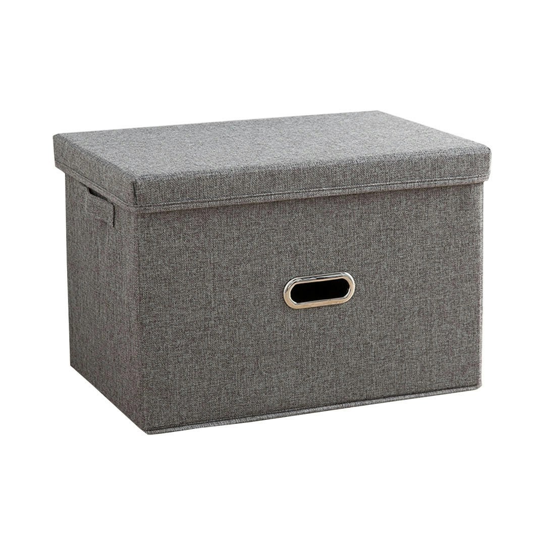 Soga Grey Medium Foldable Canvas Storage Box Cube Clothes Basket Organiser Home Decorative Box