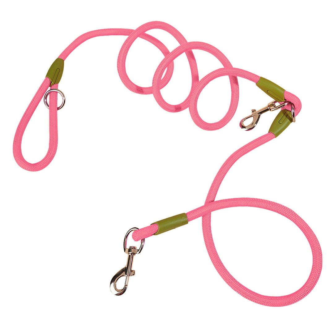 Soga 220cm Multifunction Hands-Free Rope Pet Cat Dog Puppy Double Ended Leash for Walking Training Tracking Obedience Pink