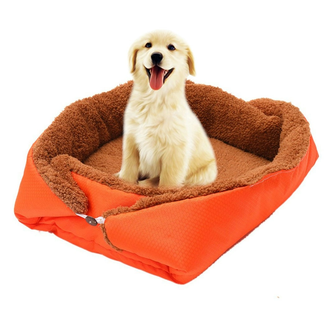 Soga Orange Dual-purpose Cushion Nest Cat Dog Bed Warm Plush Kennel Mat Pet Home Travel Essentials