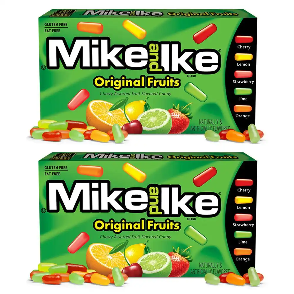 2x Mike & Ike 141g Original Fruits Flavoured Chewy Confectionery Candy/Sweets