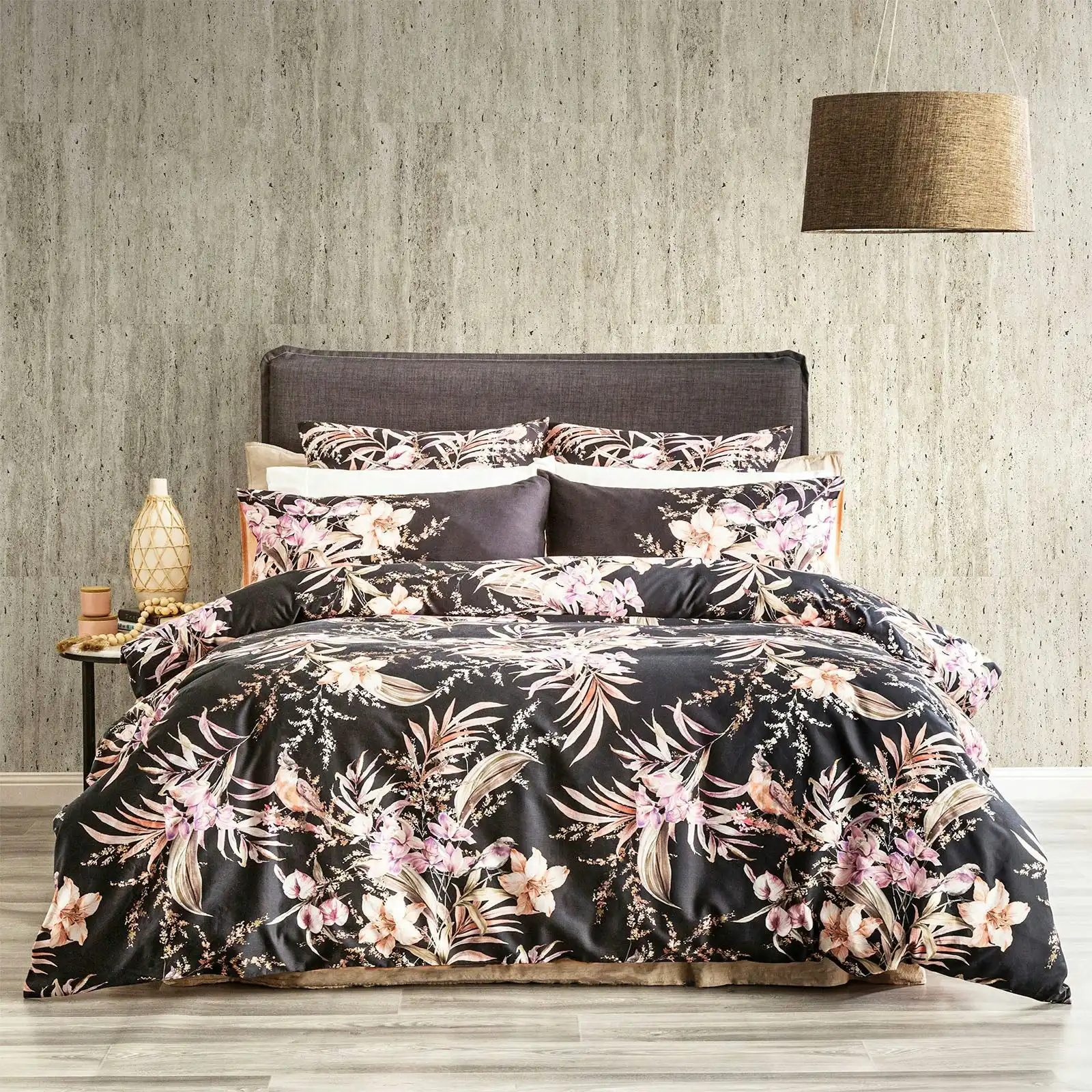 Grevillea Onyx Quilt cover set 300 Thread Count Cotton Reversible