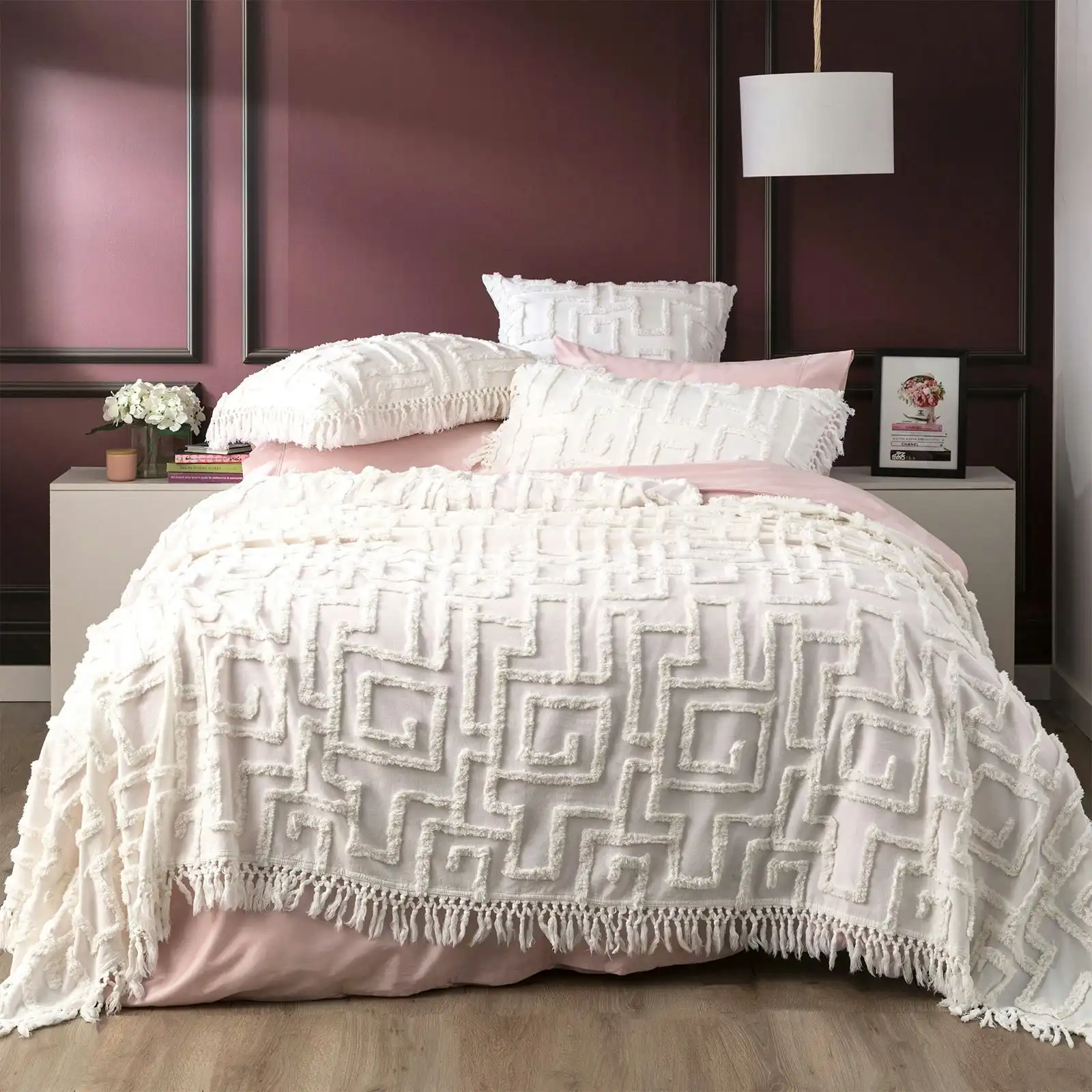 Bed Cover Riley Tufted Cotton White