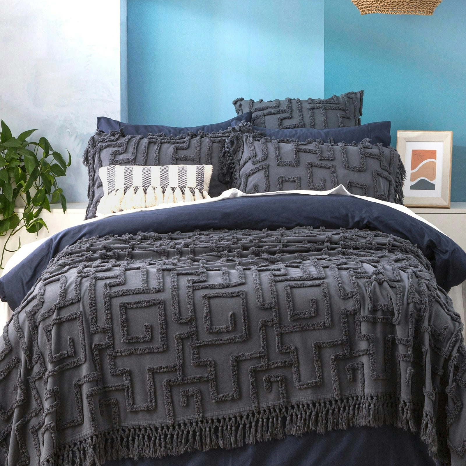 Bed Cover Riley Tufted Cotton Slate