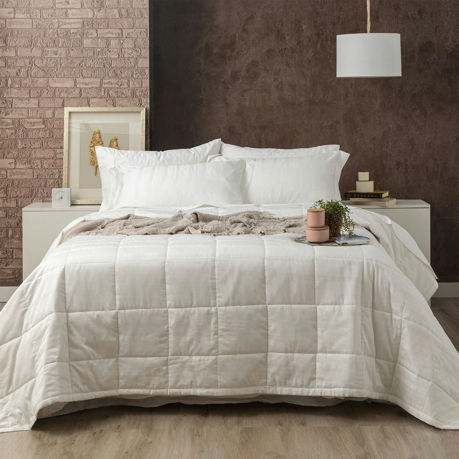 Damask Comforter sets Cotton Jacquard White