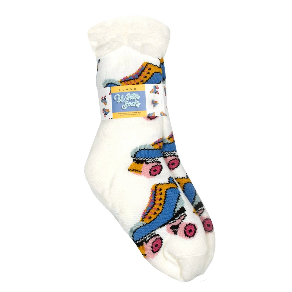 Retro White Sherpa Winter Socks