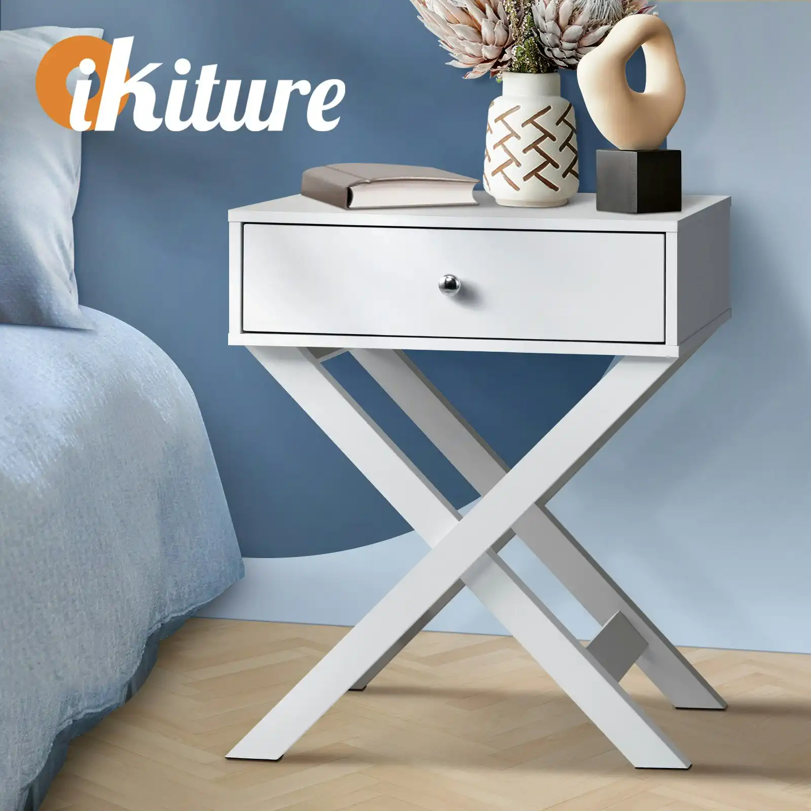 Oikiture Bedside Table Drawer Nightstand Side Table Storage Cabinet Bedroom