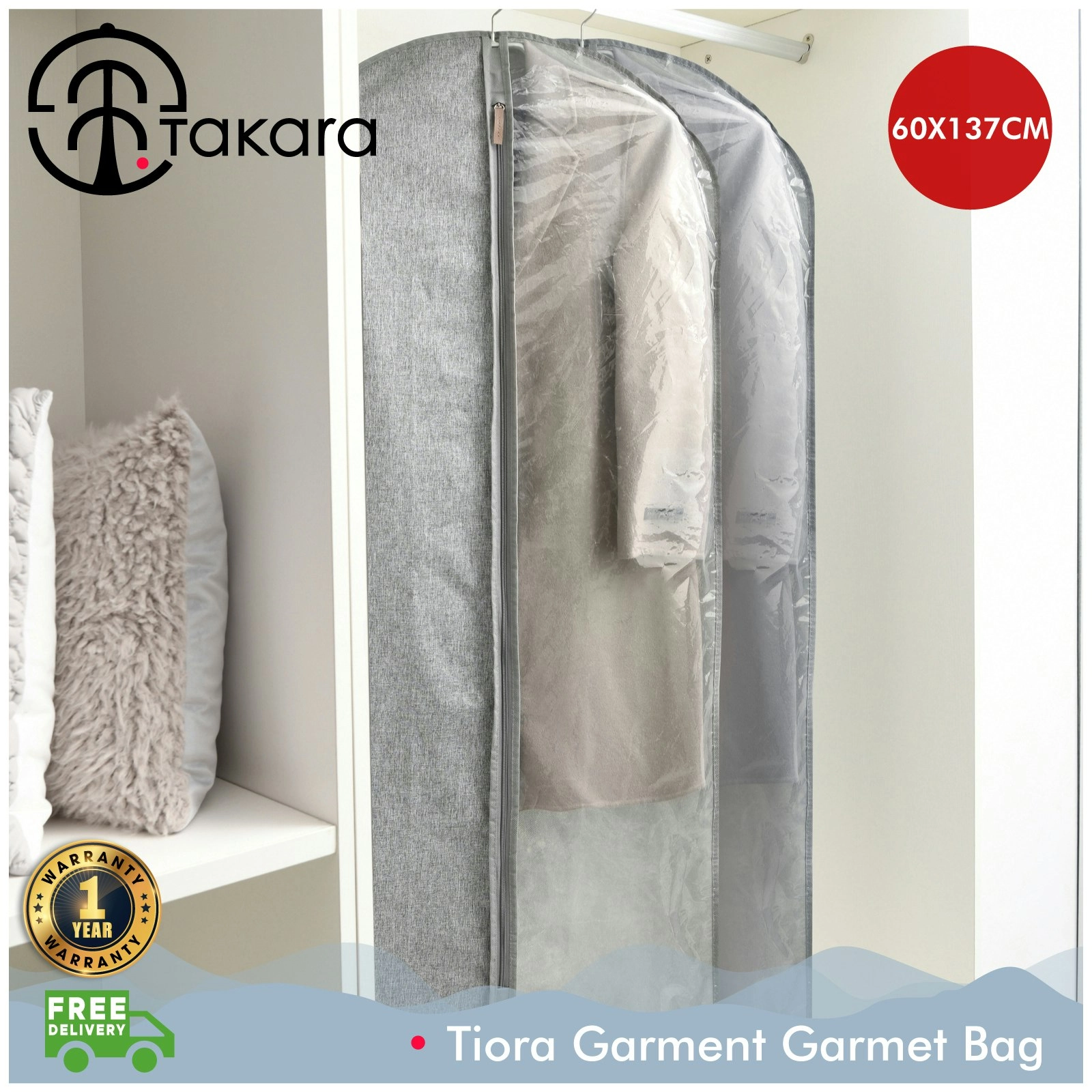 Takara Tiora Garment Garmet Bag Grey 60x137cm