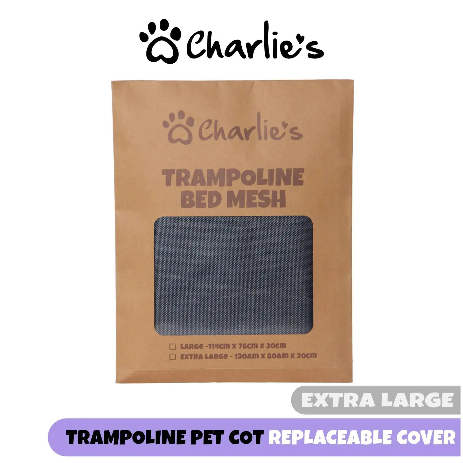 Charlie's Replaceable Cover for Elevated Trampoline Hammock Dog Bed Warm Grey Extra Large