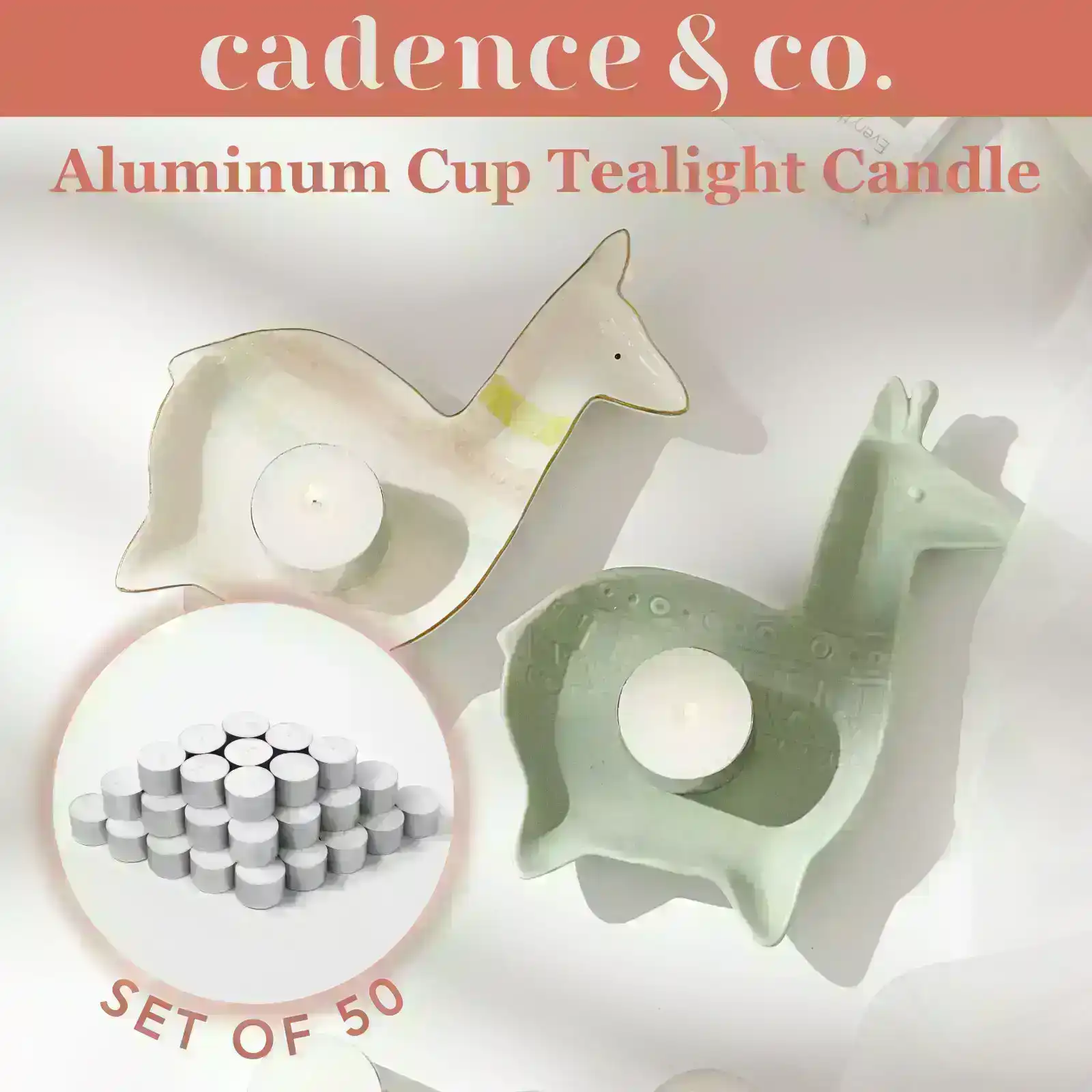 Cadence & Co Aluminum Cup Tealight Candle Set 50