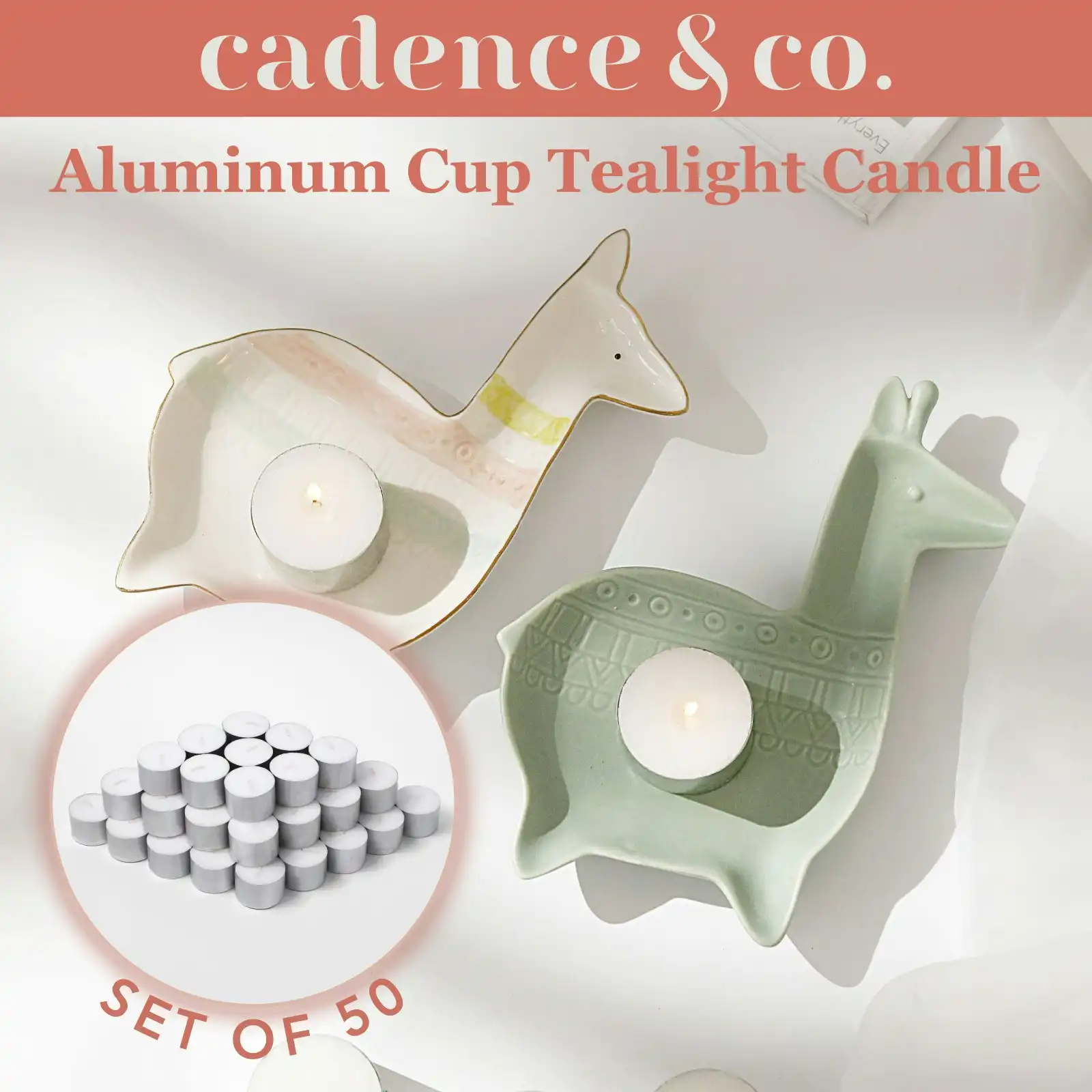 Cadence & Co. Aluminum Cup Tealight Candle Set 50