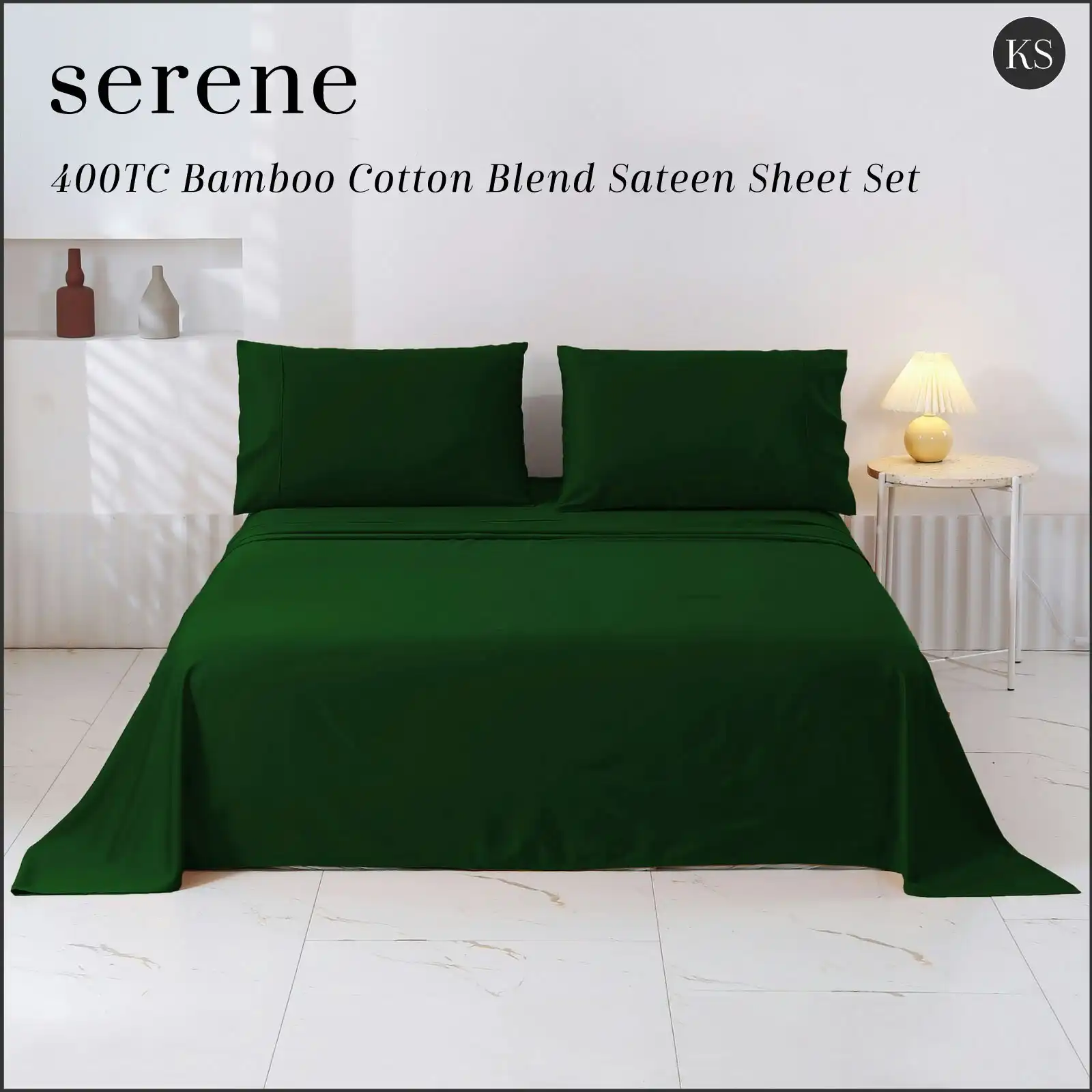 Serene 400TC Bamboo Cotton Blend Sateen Sheet Set EDEN King Single Bed