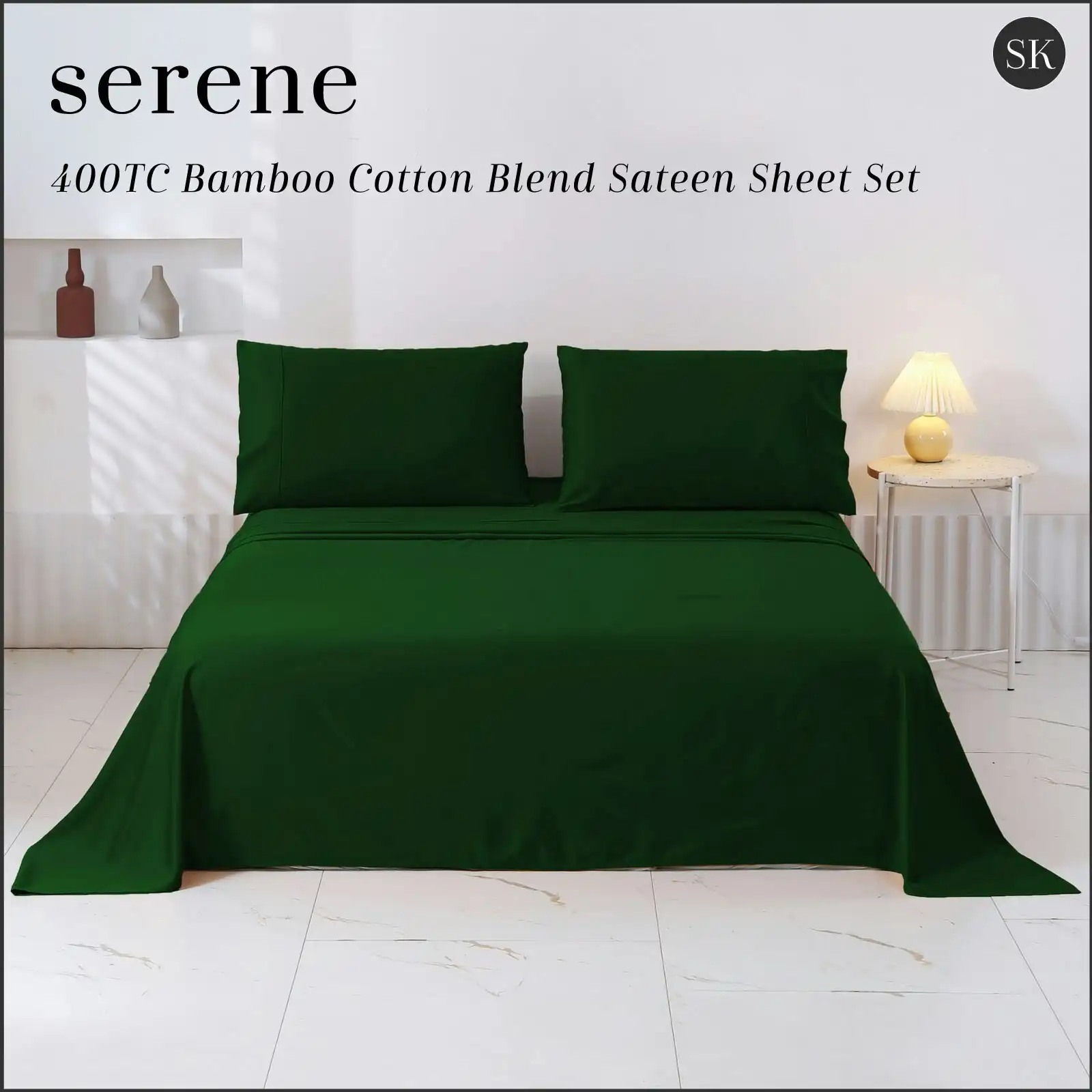 Serene 400TC Bamboo Cotton Blend Sateen Sheet Set EDEN Super King Bed